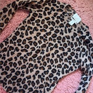 Cynthia Rowley Brown Leopard Print Sweater
